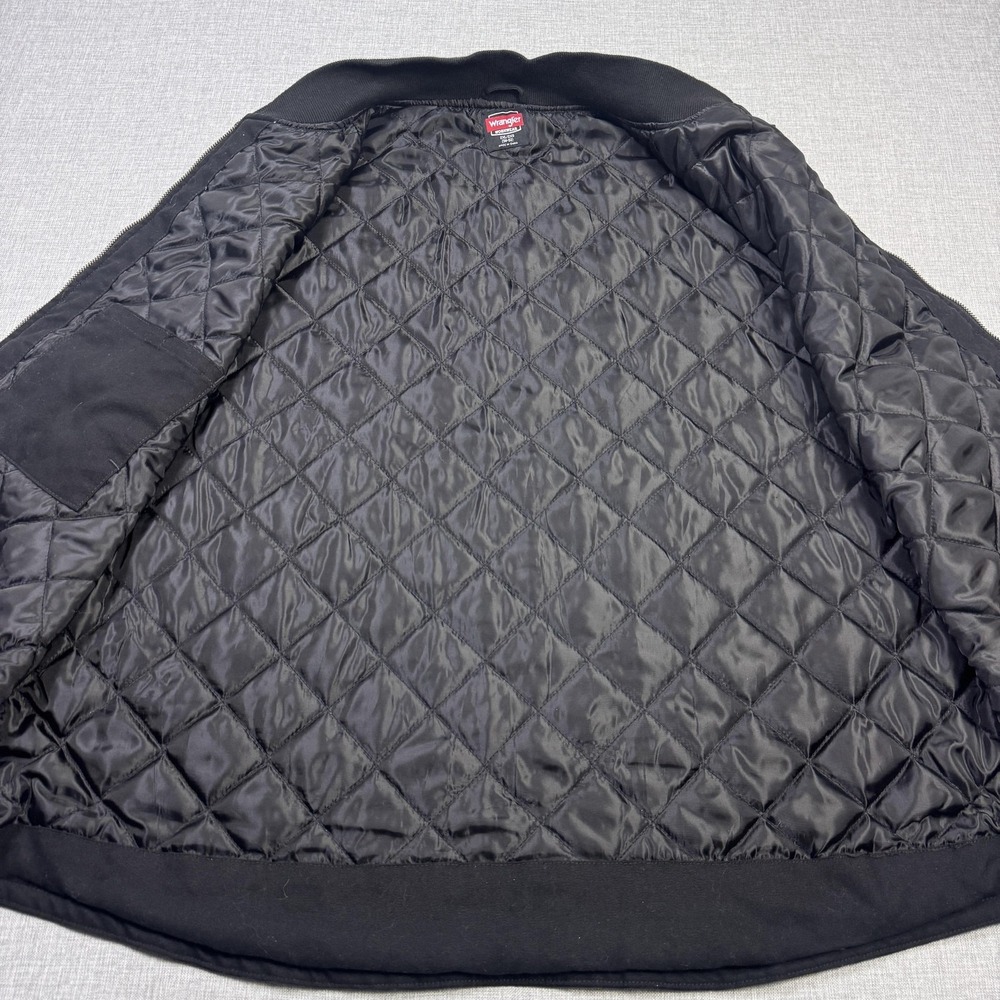 Wrangler Canvas Vest Mens 2XL Black Quilted Insulated Workwear Full Zip - Picture 2 of 7